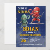 Invitation Fête d'anniversaire Ninja Warrior (Devant / Derrière)
