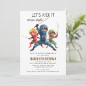 Invitation Fête d'anniversaire Ninja Warrior Kids (Debout devant)