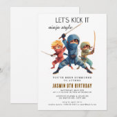 Invitation Fête d'anniversaire Ninja Warrior Kids (Devant / Derrière)