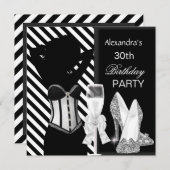 Invitation Fête d'Anniversaire Noir (Devant / Derrière)