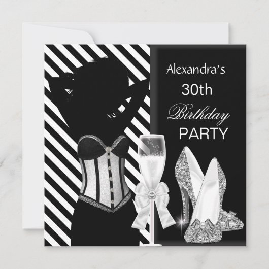 Invitation Fête d'Anniversaire Noir (Devant)