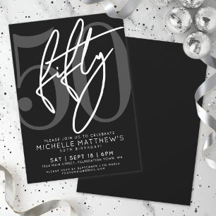 Invitation Fête d'anniversaire noir 50 ans