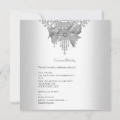 Invitation Fête d'anniversaire Noir Argent Blanc Diamant Bow (Dos)