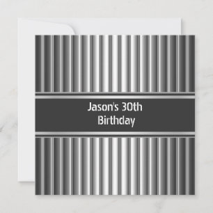 Invitation Fête d'anniversaire Noir Argent Hommes 30 ans