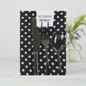 Invitation Fête d'anniversaire noir argenterie (Debout devant)