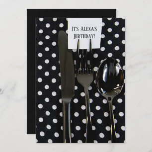 Invitation Fête d'anniversaire noir argenterie