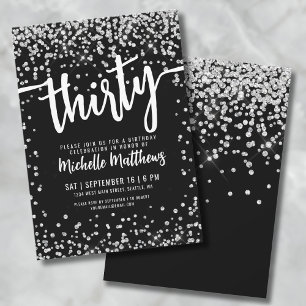 Invitation Fête d'anniversaire Noir Blanc 30 ans