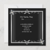 Invitation Fête d'anniversaire Noir Blanc Argent (Dos)