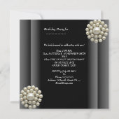 Invitation Fête d'anniversaire Noir Blanc Crème Perle (Dos)