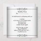Invitation Fête d'anniversaire Noir Blanc Damas (Dos)