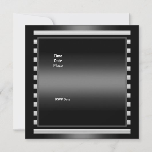 Invitation Fête d'anniversaire Noir Blancs Bande Bow (Dos)