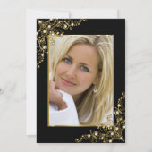 Invitation Fête d'anniversaire noir or blanc Photo (Dos)