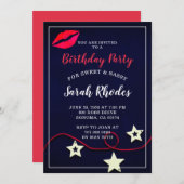 Invitation Fête d'anniversaire Noir Rouge (Devant / Derrière)