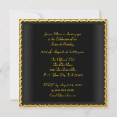Invitation Fête d'anniversaire  Noir Violet Or (Dos)