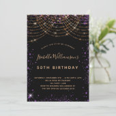 Invitation fête d'anniversaire noir violet or parties scintil (Debout devant)