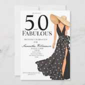 Invitation Fête d'anniversaire noire 50 ans et fabuleuse (Devant)
