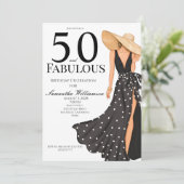 Invitation Fête d'anniversaire noire 50 ans et fabuleuse (Debout devant)