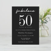 Invitation Fête d'anniversaire noire 50 ans et fabuleuse (Debout devant)