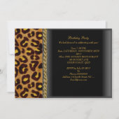Invitation Fête d'anniversaire noire élégante Leopard Gold (Dos)
