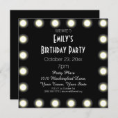 Invitation Fête d'anniversaire noire et blanche de thème de (Devant / Derrière)