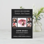 Invitation Fête d'anniversaire noire et blanche du bonbon 16 (Debout devant)