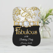 Invitation Fête d'anniversaire noire et or fabuleuse avec dia (Debout devant)