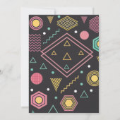 Invitation Fête d'anniversaire noire et rétro colorée (Dos)