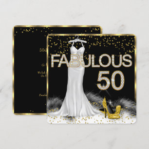 Invitation Fête d'anniversaire noire or blanc Fabuleux 50