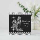 Invitation Fête d'anniversaire noire pour femmes (Debout devant)