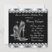 Invitation Fête d'anniversaire noire pour femmes (Dos)