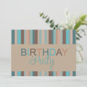 Invitation Fête d'anniversaire Ocean Blue Stripes (Debout devant)