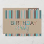 Invitation Fête d'anniversaire Ocean Blue Stripes (Devant / Derrière)