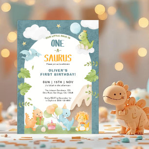 Invitation Fête d'anniversaire One-A-Saurus 1er Premier