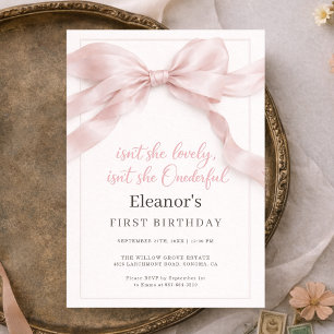 Invitation Fête d'anniversaire Onederful Coquette Bow Girl 1 
