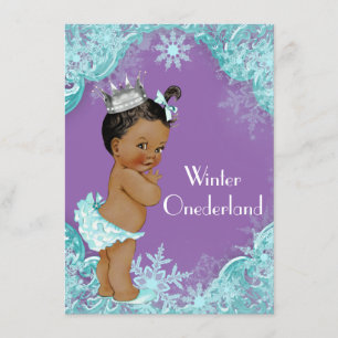 Invitation Fête d'anniversaire Onederland hiver sarcelle viol
