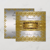 Invitation Fête d'anniversaire Or et Argent (Devant / Derrière)