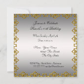 Invitation Fête d'anniversaire Or et Argent (Dos)