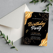 Invitation Fête d'anniversaire Or et Noir