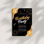Invitation Fête d'anniversaire Or et Noir