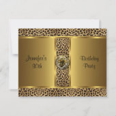 Invitation Fête d'anniversaire Or Exotique Léopard (Devant)