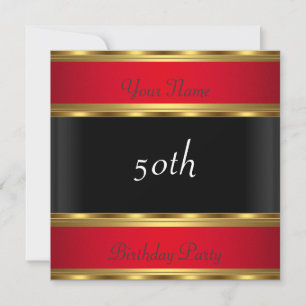 Invitation Fête d'anniversaire Or Rouge Noir