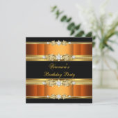 Invitation Fête d'anniversaire Orange Gold Black (Debout devant)