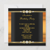 Invitation Fête d'anniversaire Orange Gold Black (Dos)