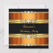 Invitation Fête d'anniversaire Orange Gold Black (Devant)