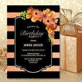 Invitation Fête d'anniversaire Orange rayé