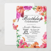 Invitation Fête d'anniversaire orange rose de jardin (Devant / Derrière)