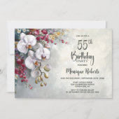 Invitation Fête d'anniversaire Orchidée Blanche 55 ans (Devant)