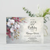 Invitation Fête d'anniversaire Orchidée Blanche 55 ans (Debout devant)