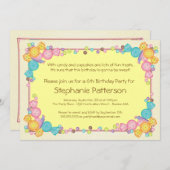 Invitation Fête d'anniversaire orientée d'enfant de sucrerie (Devant / Derrière)