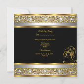 Invitation Fête d'anniversaire Ornat Black Gold White Image (Dos)